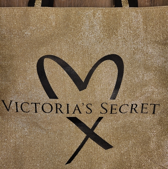 Victoria Secret Glamour Glitter Tote Gold & Black - Picture 3 of 8